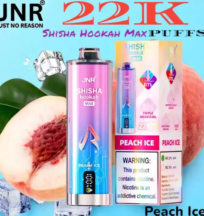 JNR Shisha Hookah Max 22K Puffs Vape jetable triple mesh 22 000 bouffées